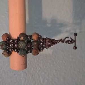Artisan Green and Brown Beaded Bracelet